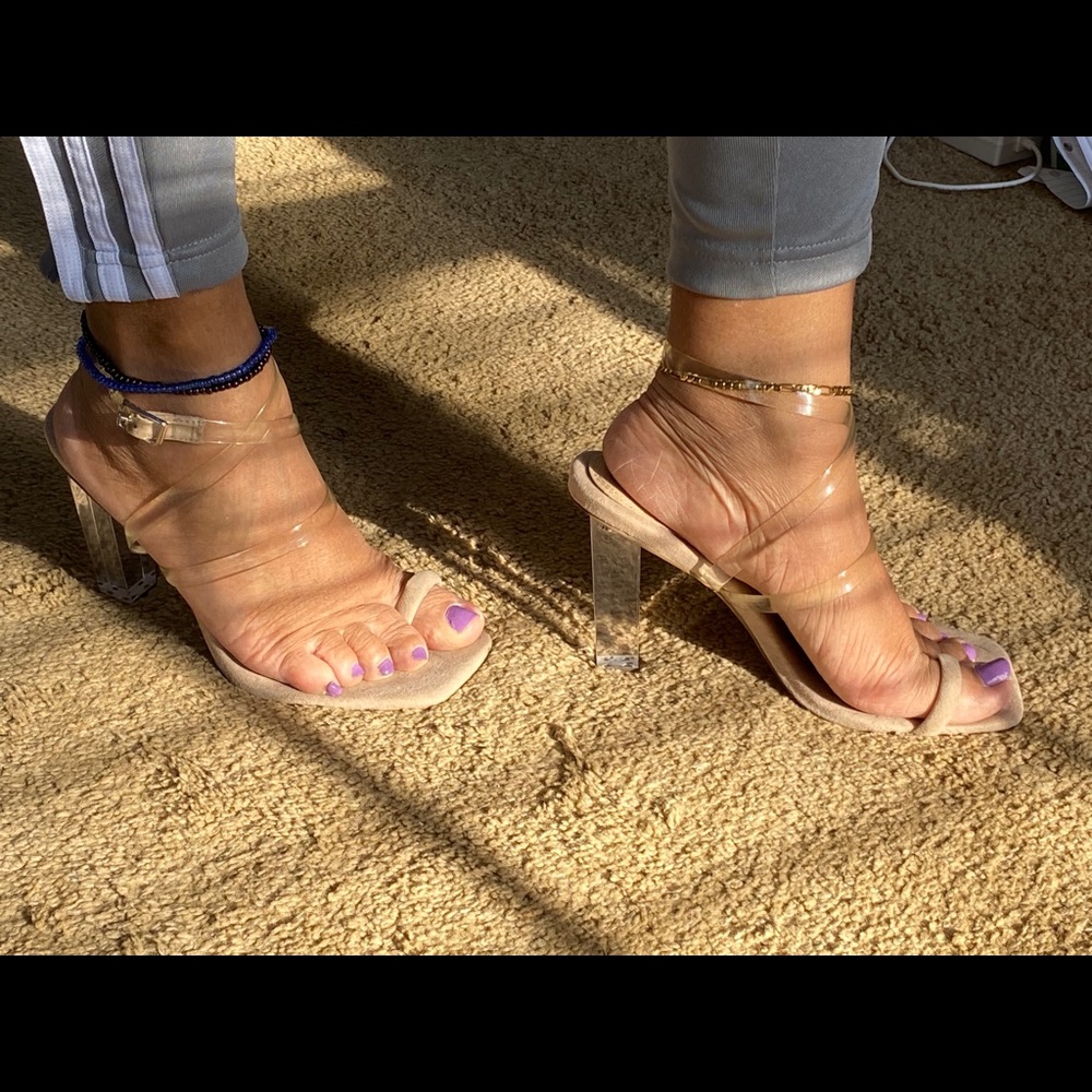 Nude and clear heel